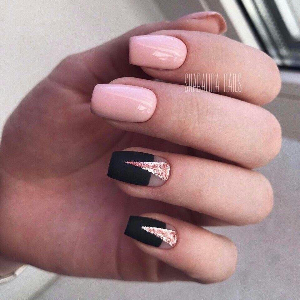 Черно-розовый маникюр