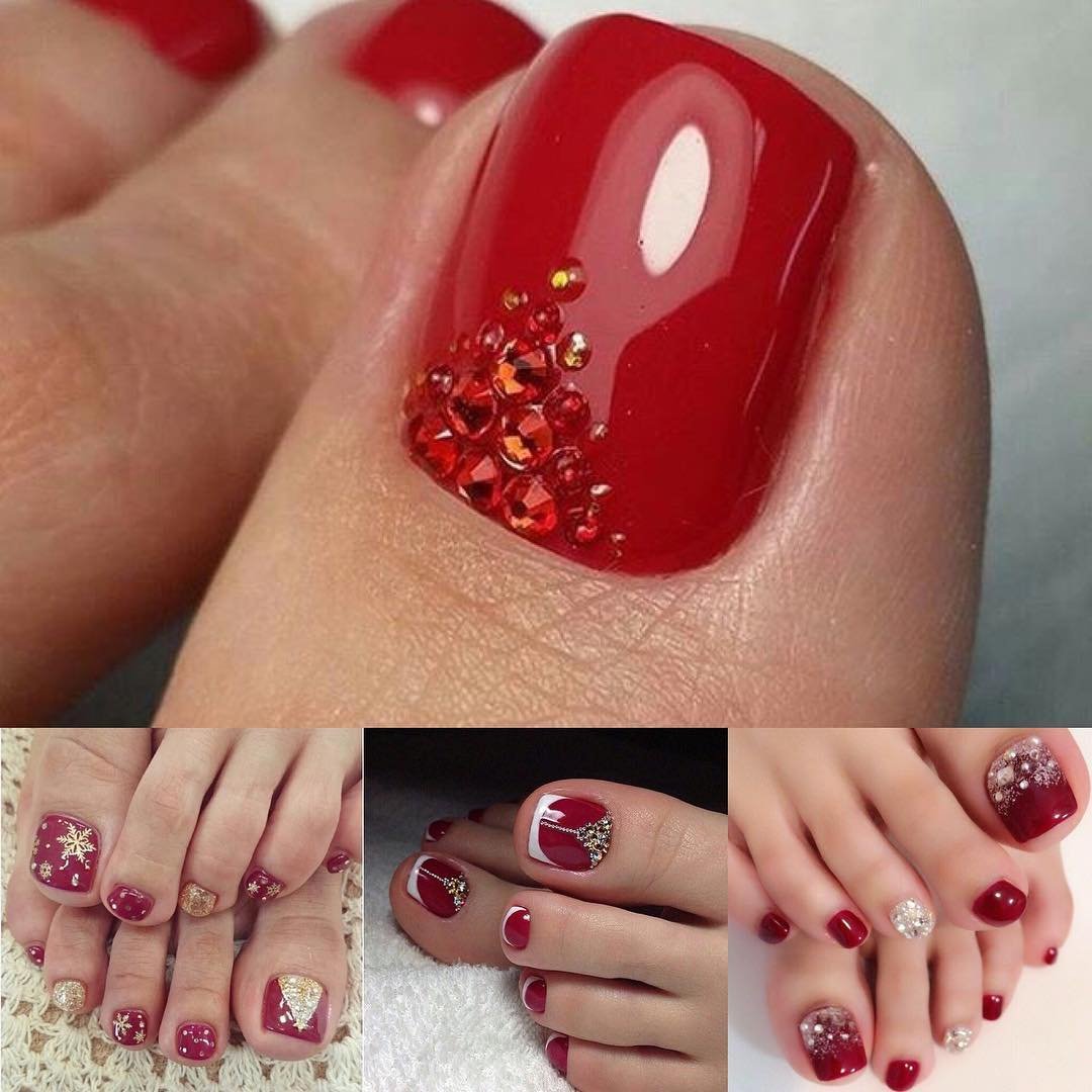 Педикюр в Красном цвете