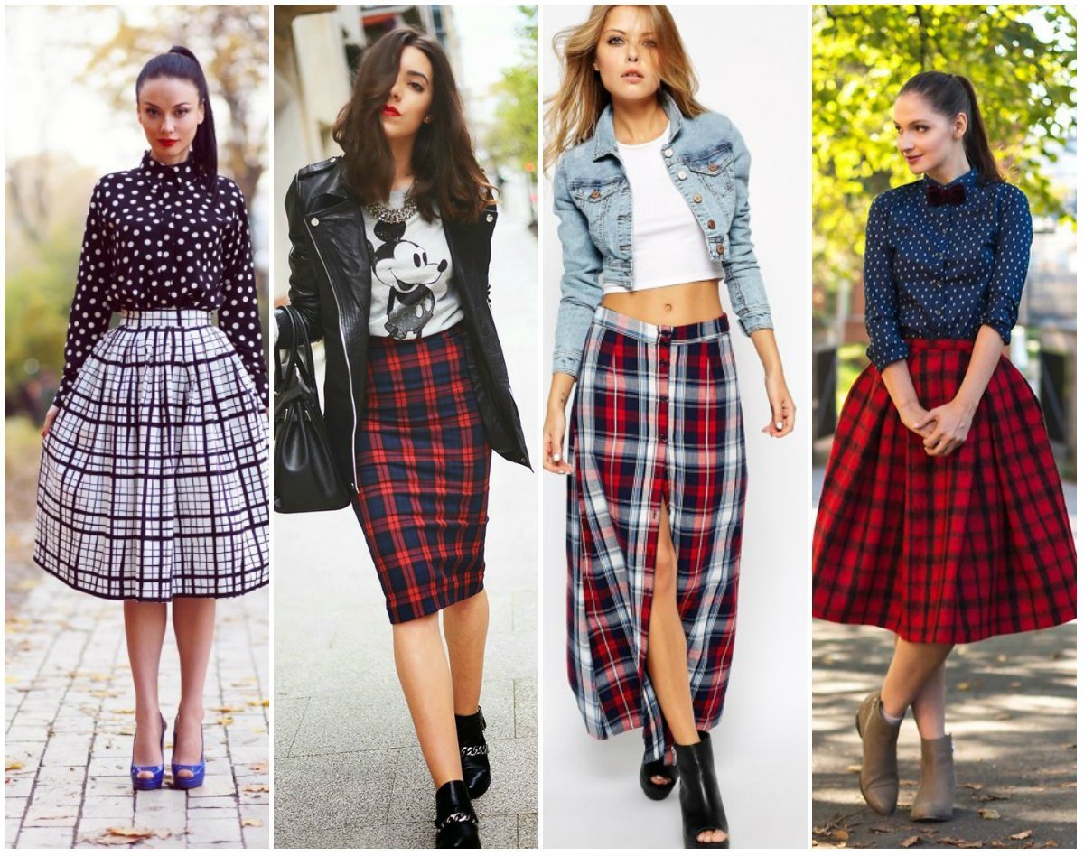 Юбка Zara миди в клетку