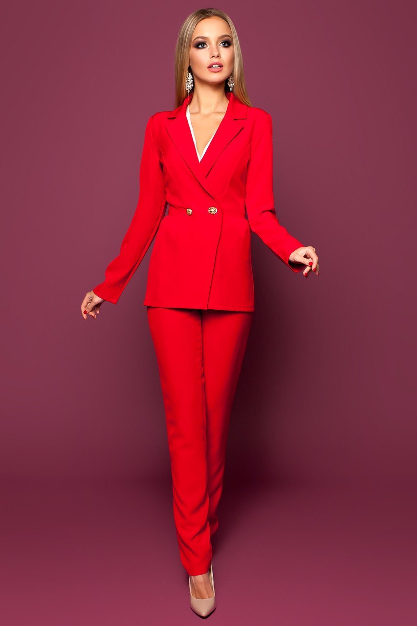 Pierre Balmain красный брючный костюм
