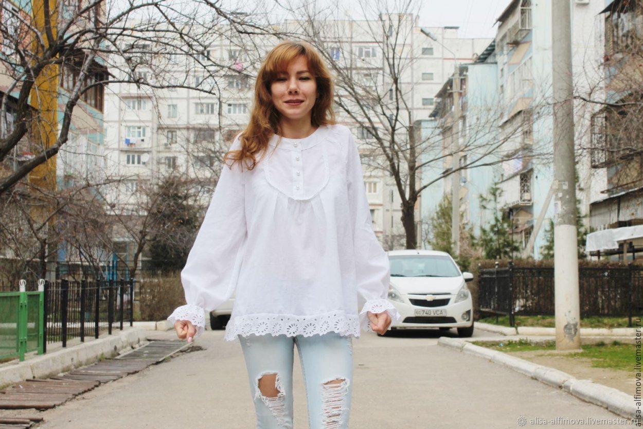 Белые блузки в стиле бохо