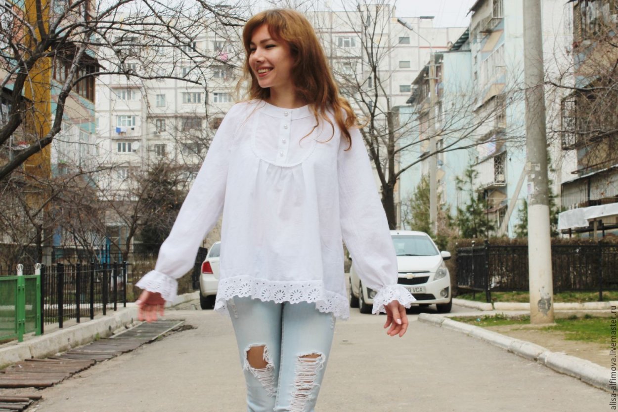 Белые блузки в стиле бохо