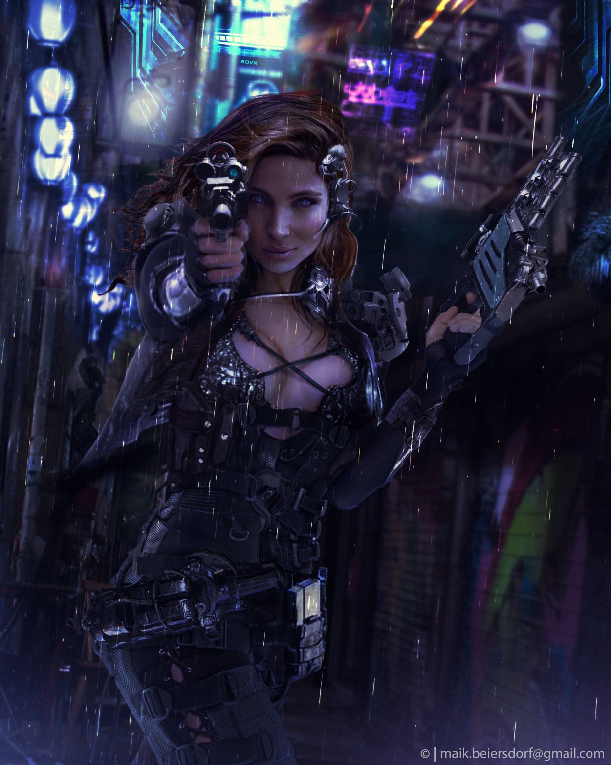 Cyberpunk барышня Sci-Fi