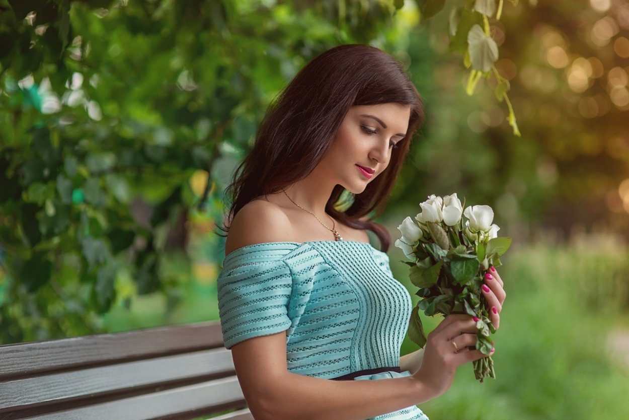 Фотосессия с букетом цветов