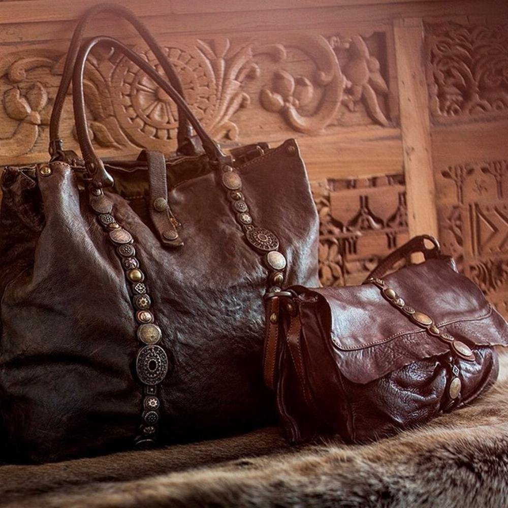 Campomaggi Handbag Cow Leather Blue