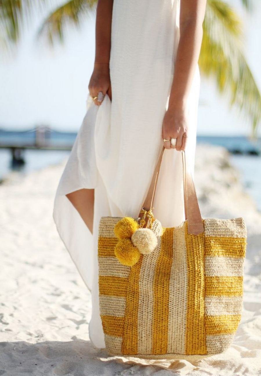 Пляжные сумки из рафии