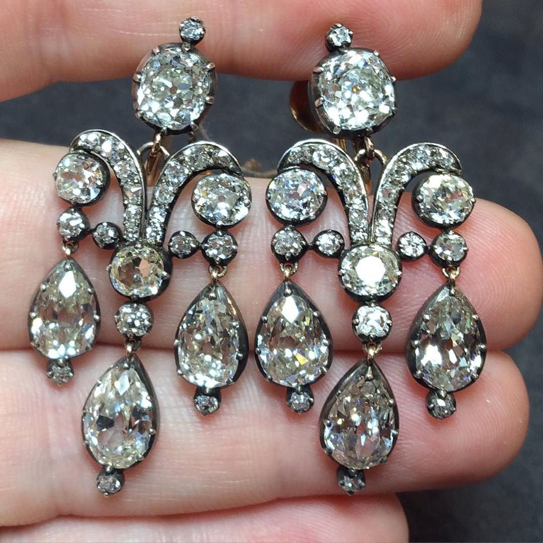 Серьги Антикварные 19 век с бриллиантами