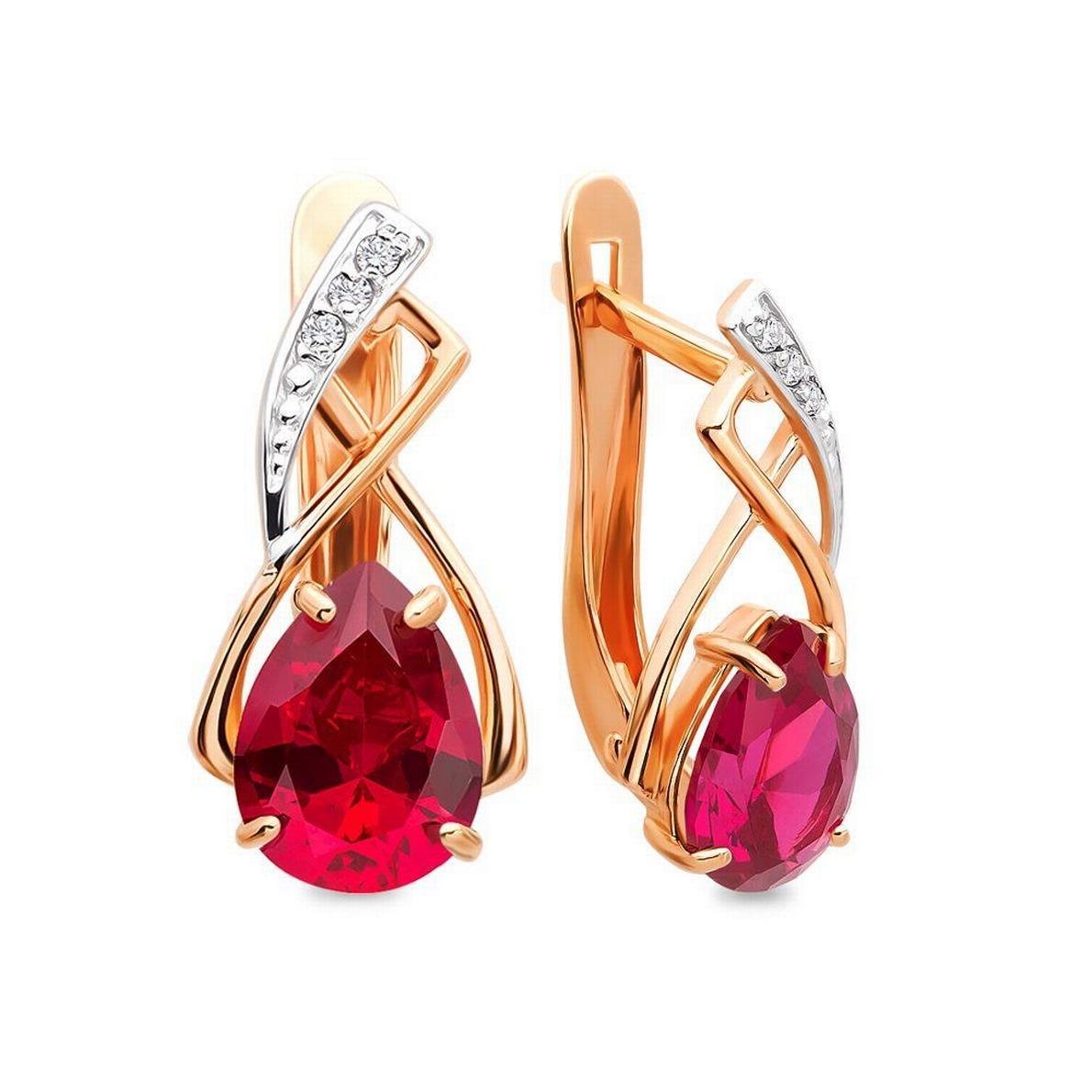Серьги золотые 583 Корунд александрит