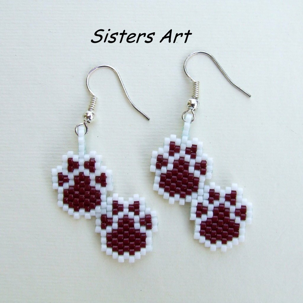 Сережки сердечки из бисера