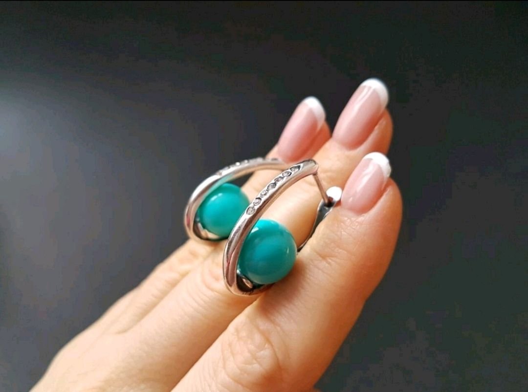 Серьги с бирюзой бижутерия