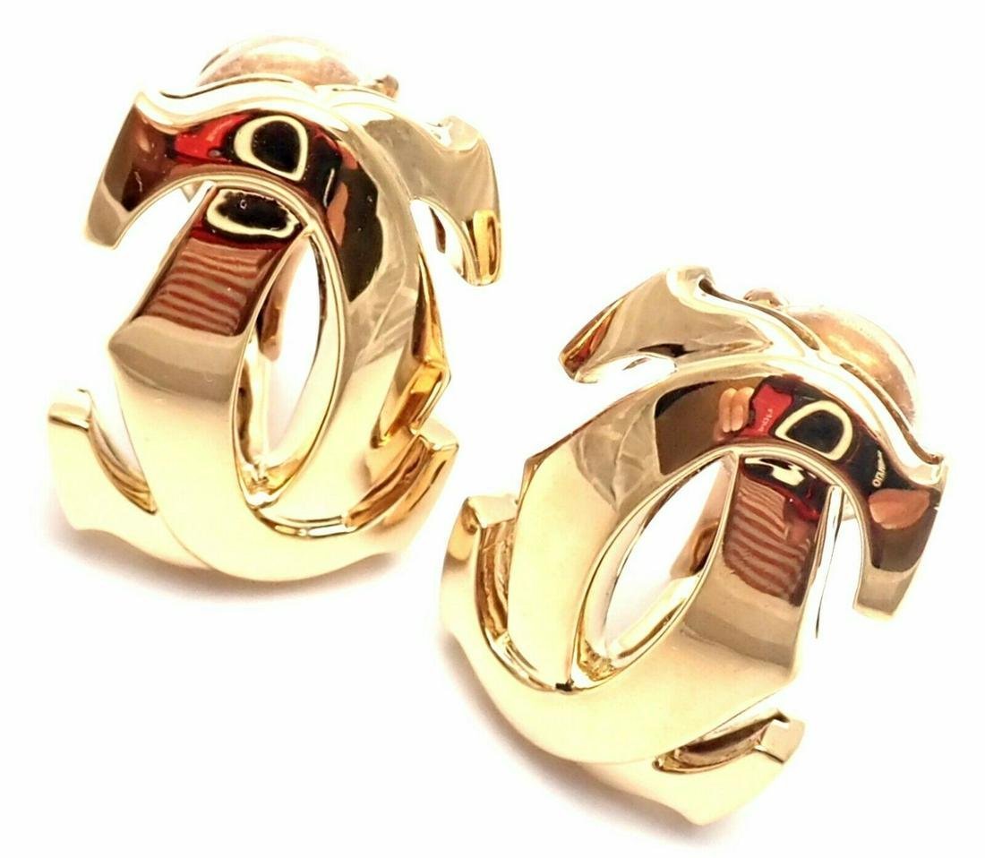 Картье серьги без камней Yellow Gold