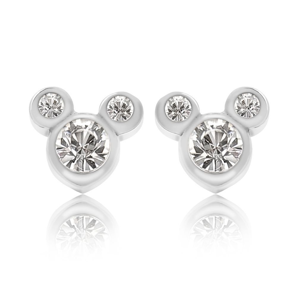Disney cz Mickey Mouse stud Earrings Sterling Silver Jewelry