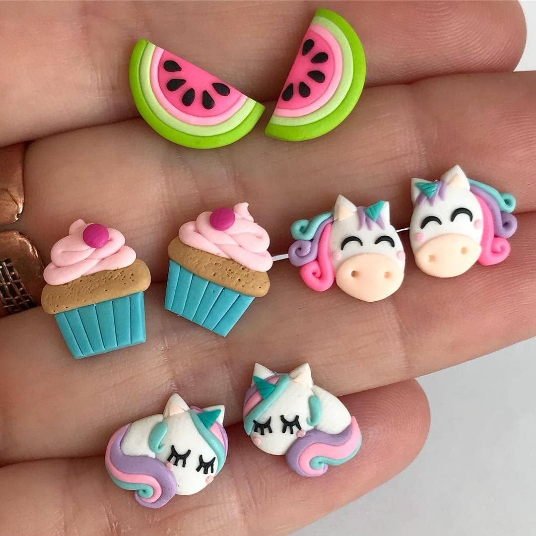 Серьги Единорожки из полимерной глины