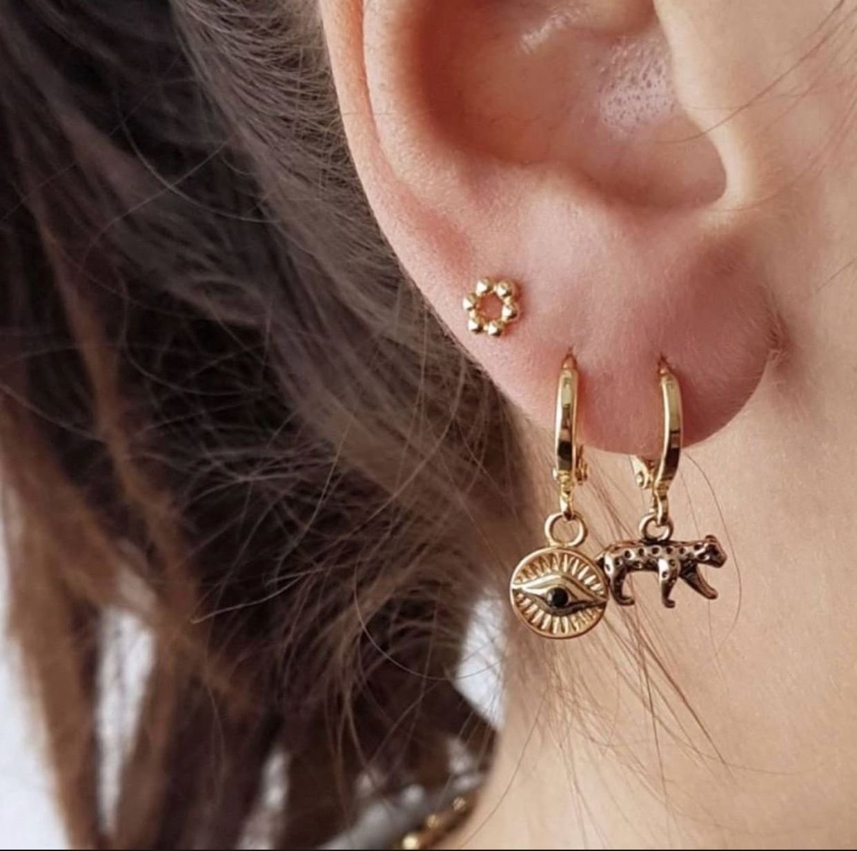 Серьги с леопардом из золота