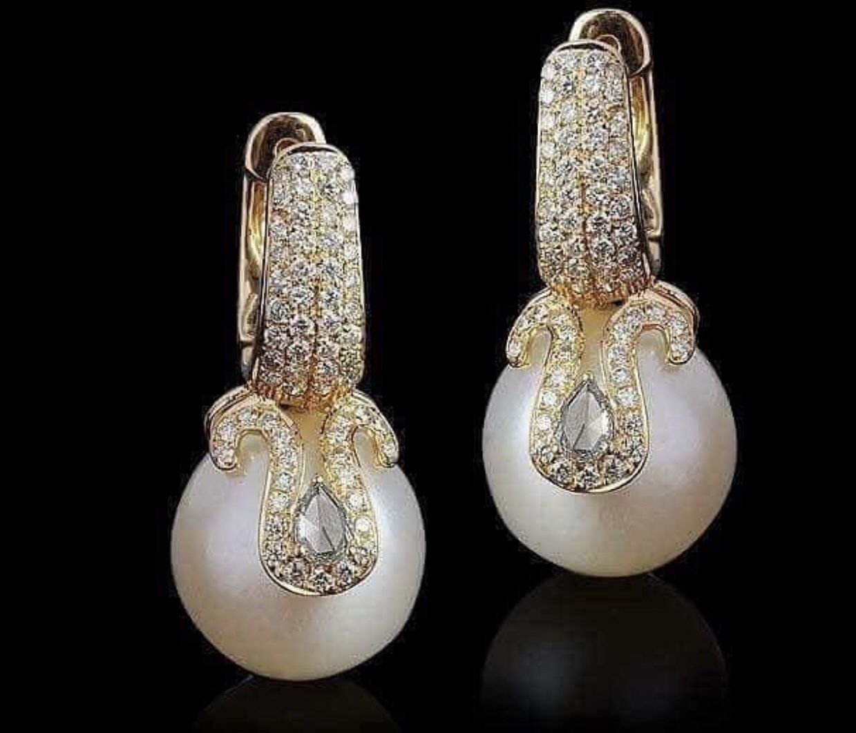 Серьги Cartier whimsical Pearl Opal Diamond Gold Earrings