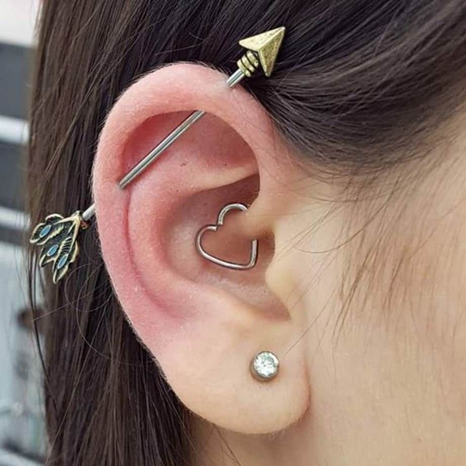 Серьги для хряща уха золото