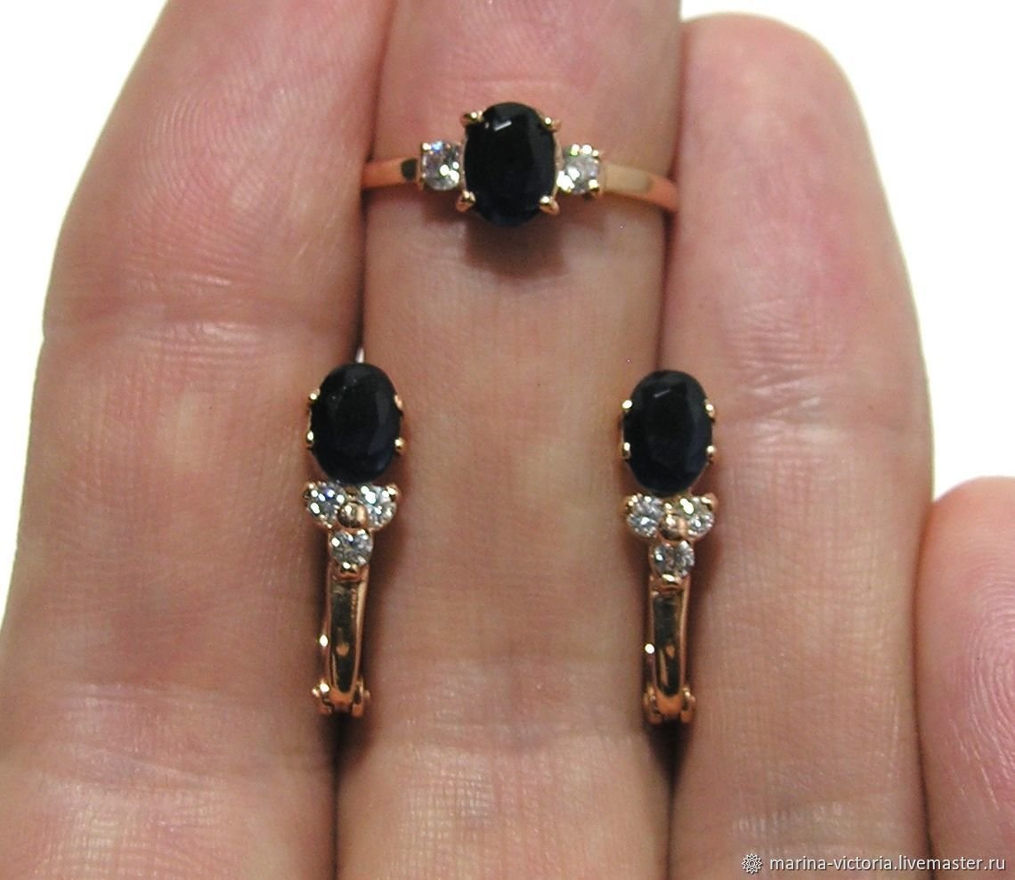 Серьги серебряные 925 проба с сапфиром
