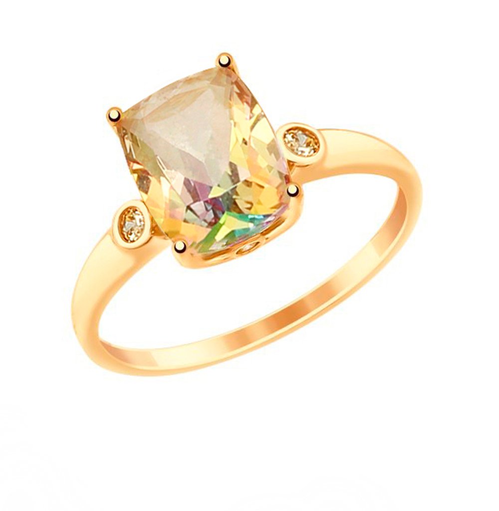 Кольцо Swarovski с золота топазами и жёлтыми Zirconia