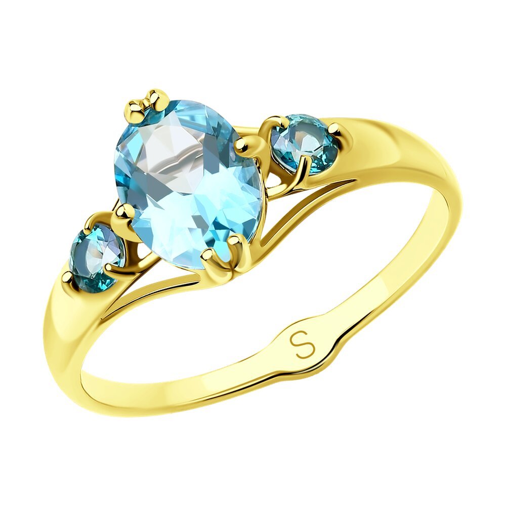 Золотое кольцо с топазами SOKOLOV Swarovski