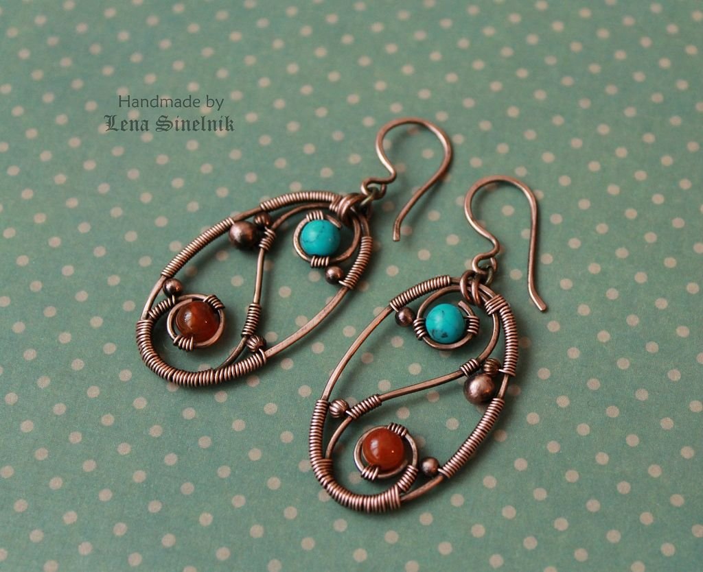 Длинные серьги wire Wrap