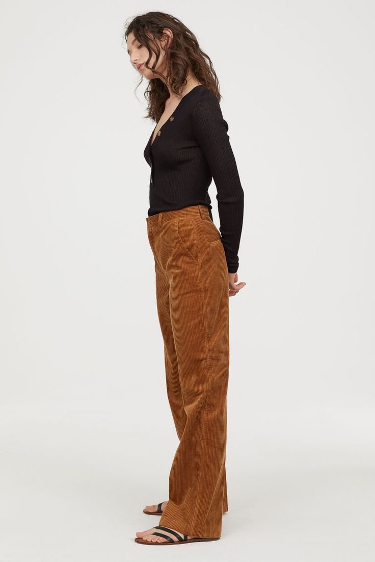 Вельветовые штаны клеш h&m