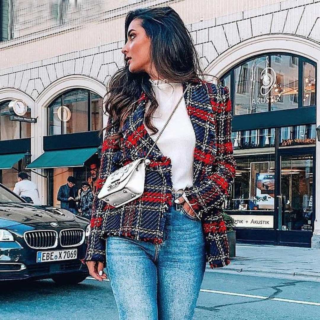 Красный клетчатый пиджак Zara