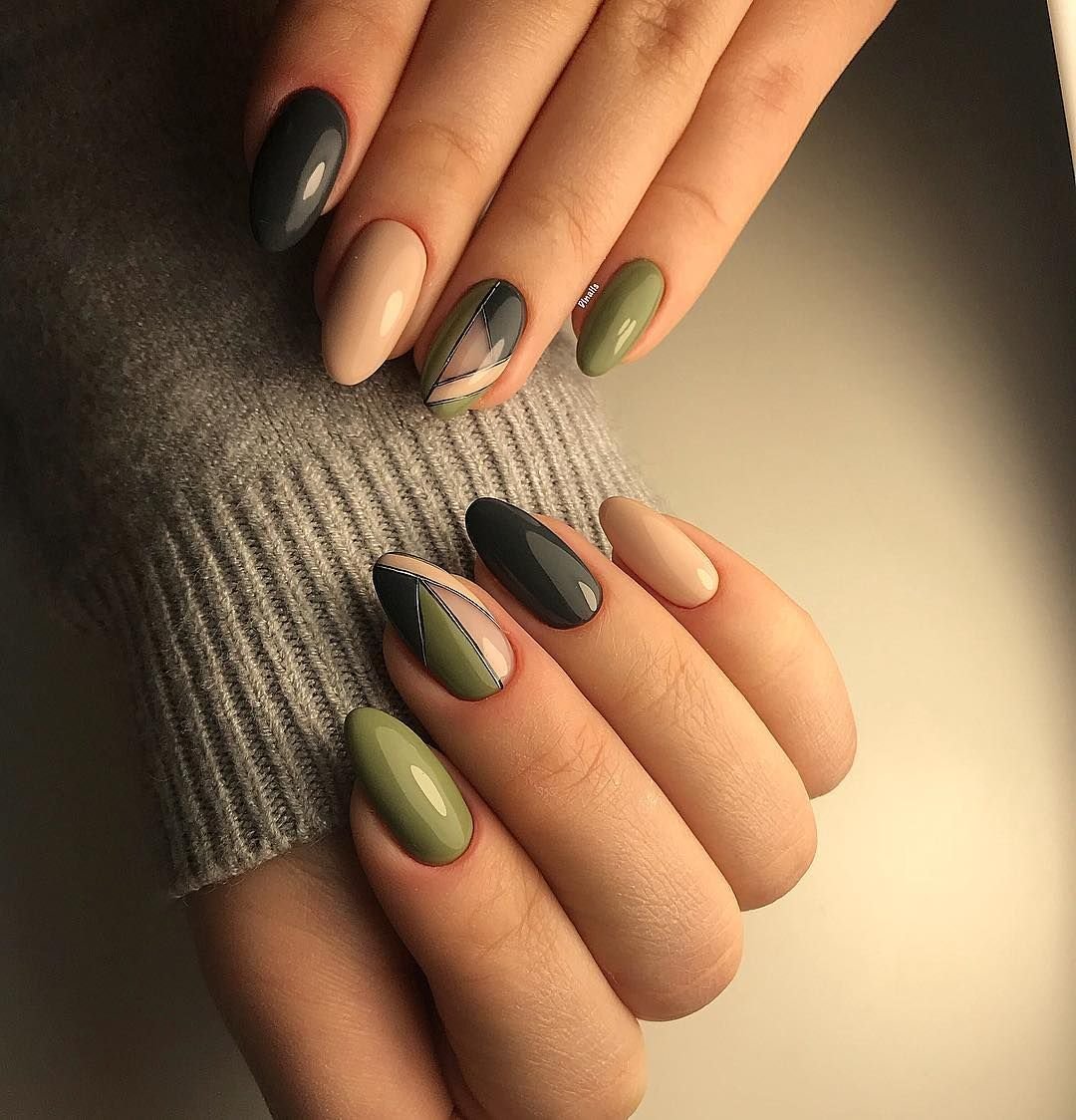 Оливковый маникюр