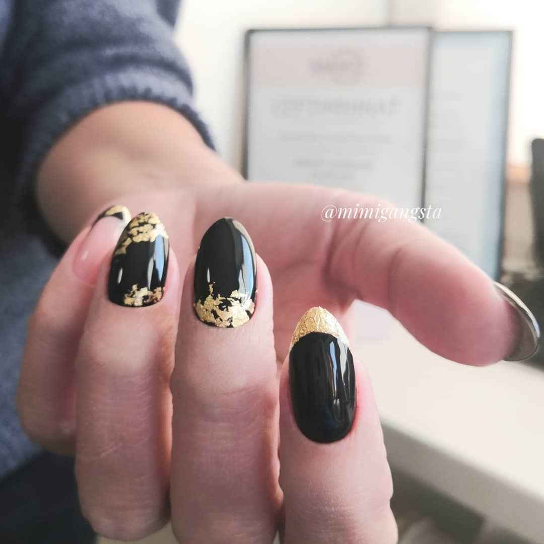 Маникюр тигровый с черным и золото