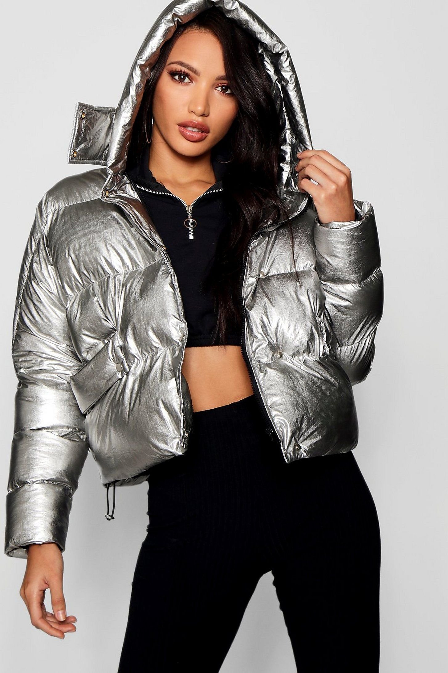 Puffer jacket. Puffer Jacket Metallic. Xoxo Metallic Hooded Puffer Jacket. Metallic Hooded Anorak Puffer Coat. Boohoo куртка женская.