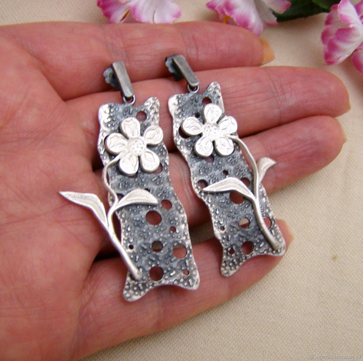 Серебряные серьги пластины