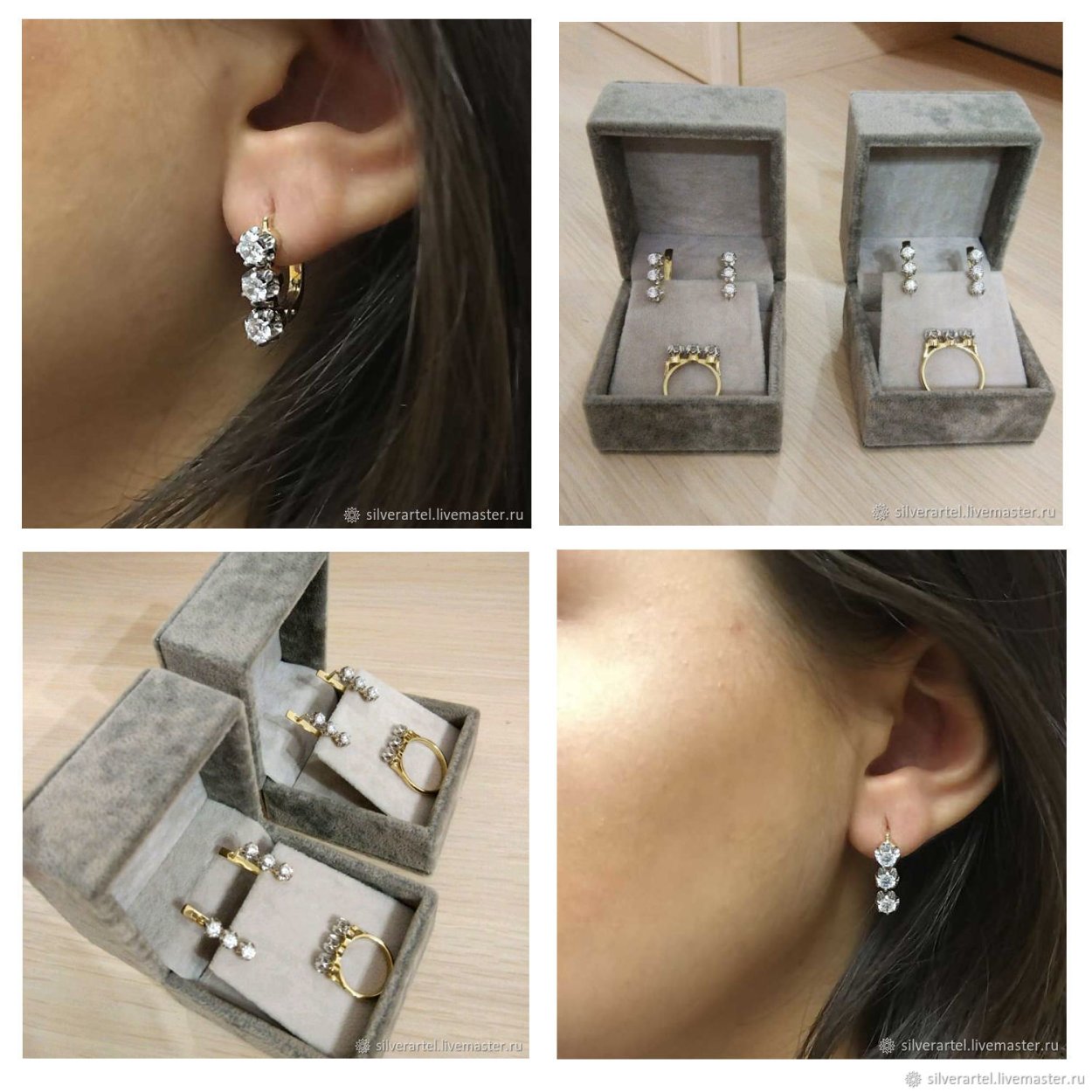 Серьги светофор с бриллиантами
