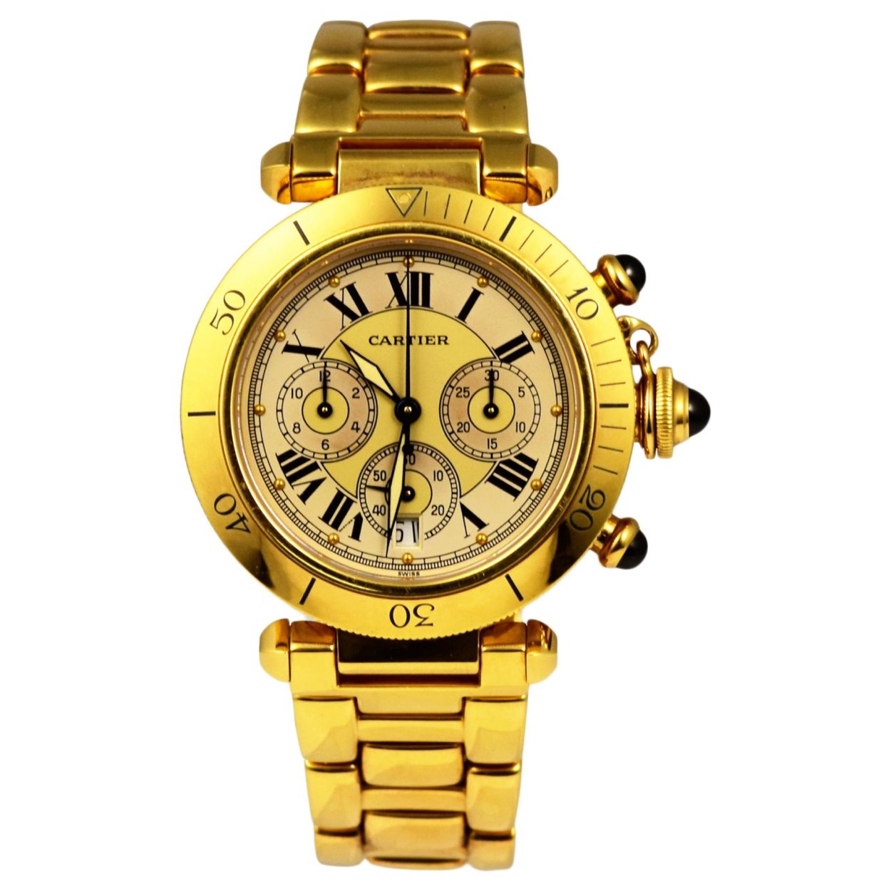 Cartier Pasha Chronograph w522432 Gold Bezel