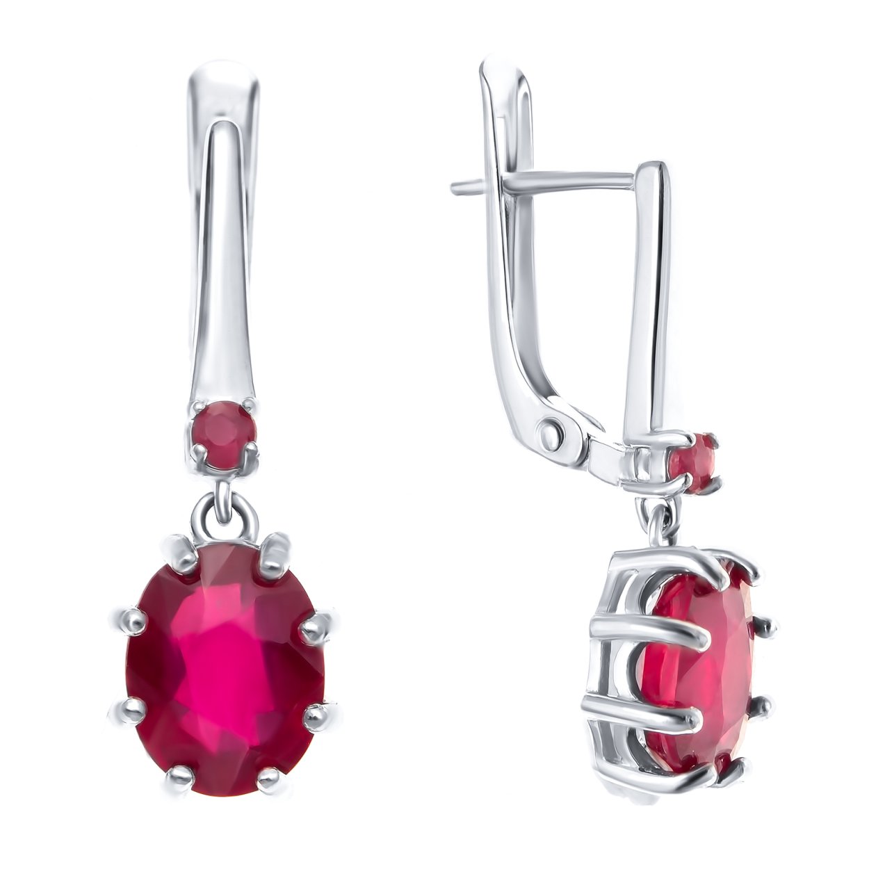 Серьги 750пр корона с рубинами и бриллиантами