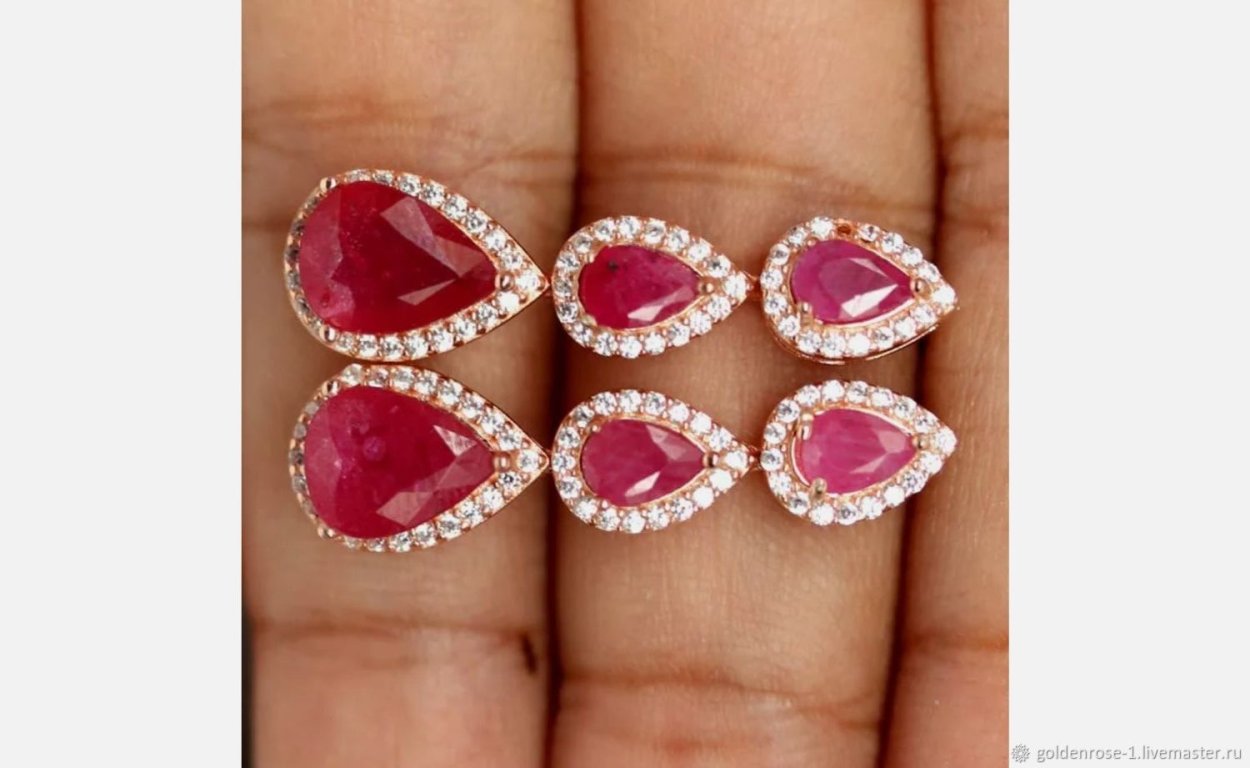Серьги с рубином из серебра Teosa