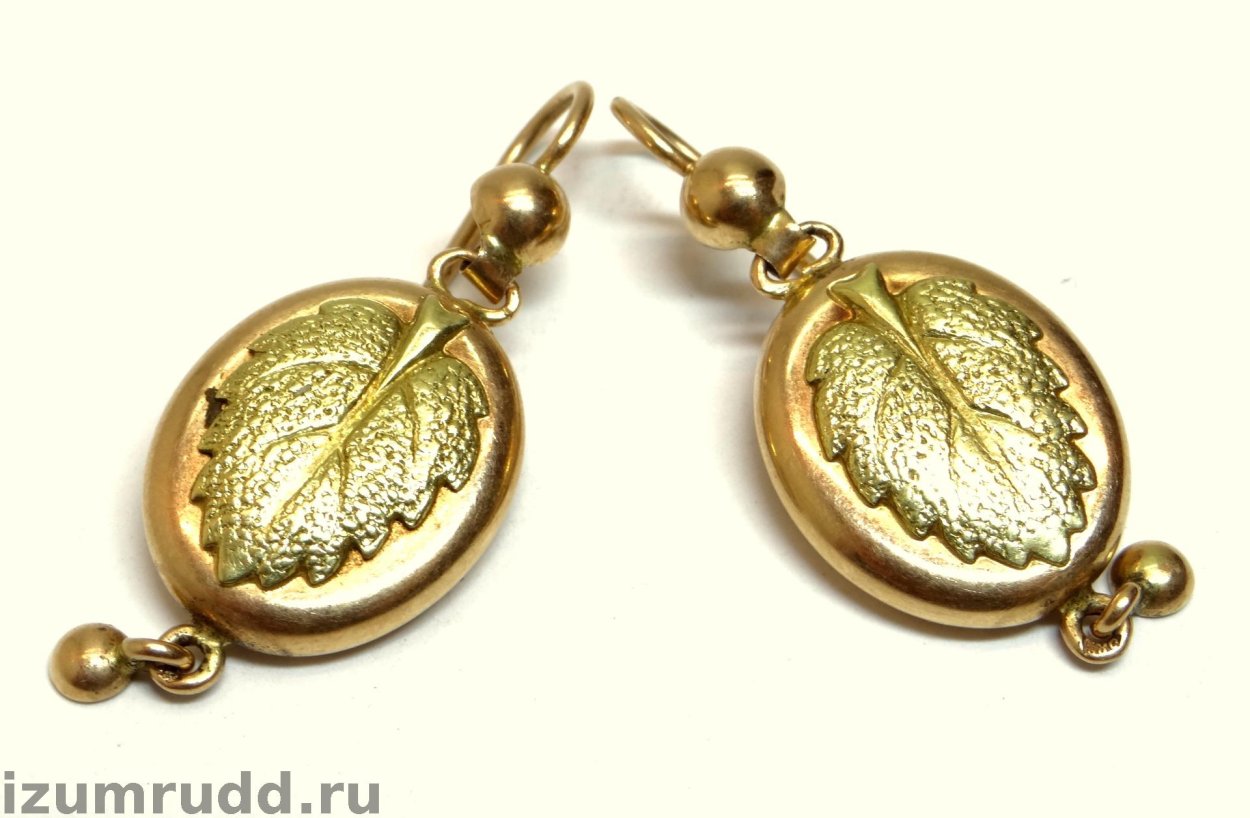 Золотая серьга самовар 585