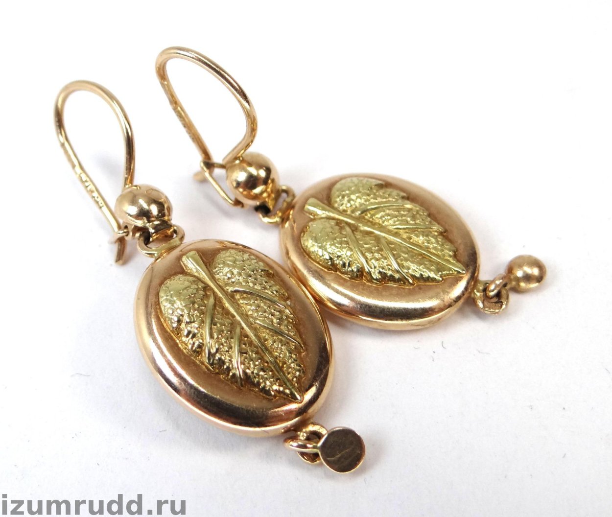 Золотая серьга самовар 585