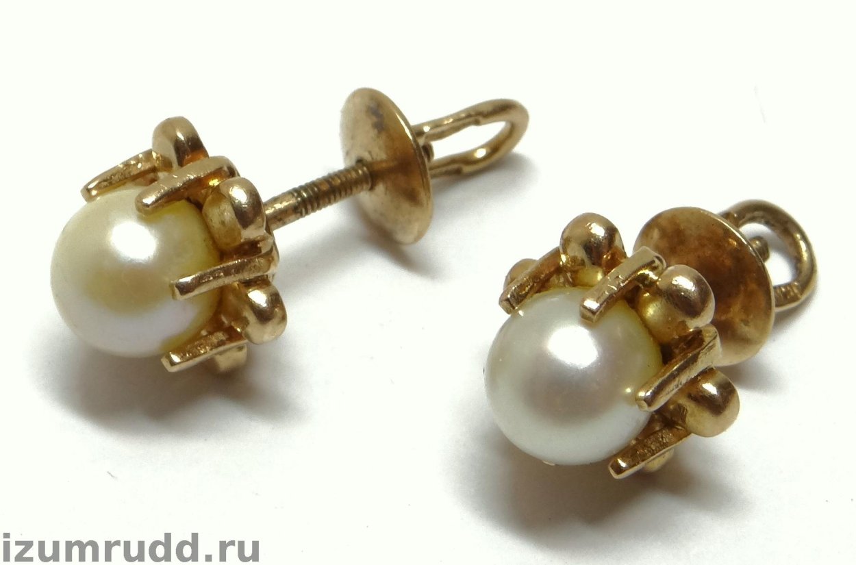 Позолоченные серьги с жемчугом