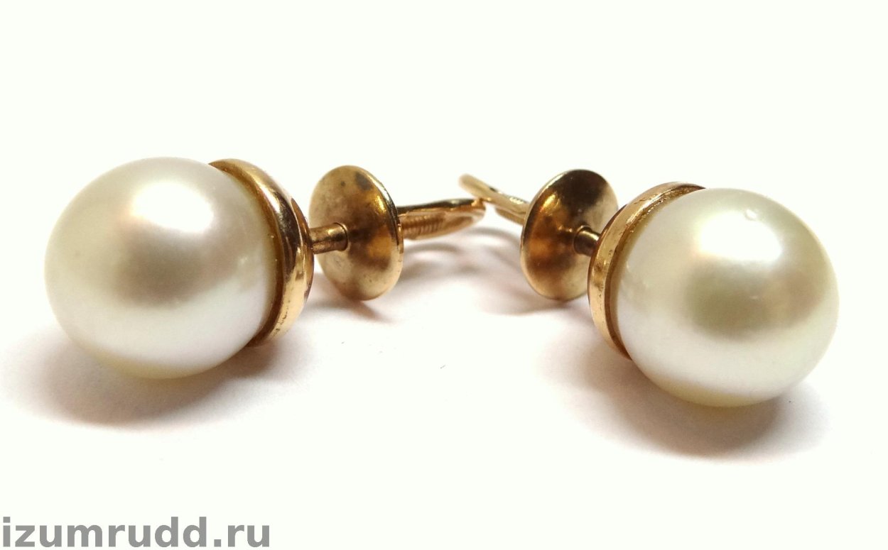 Золотая серьга 583 пробы СССР С жемчужиной
