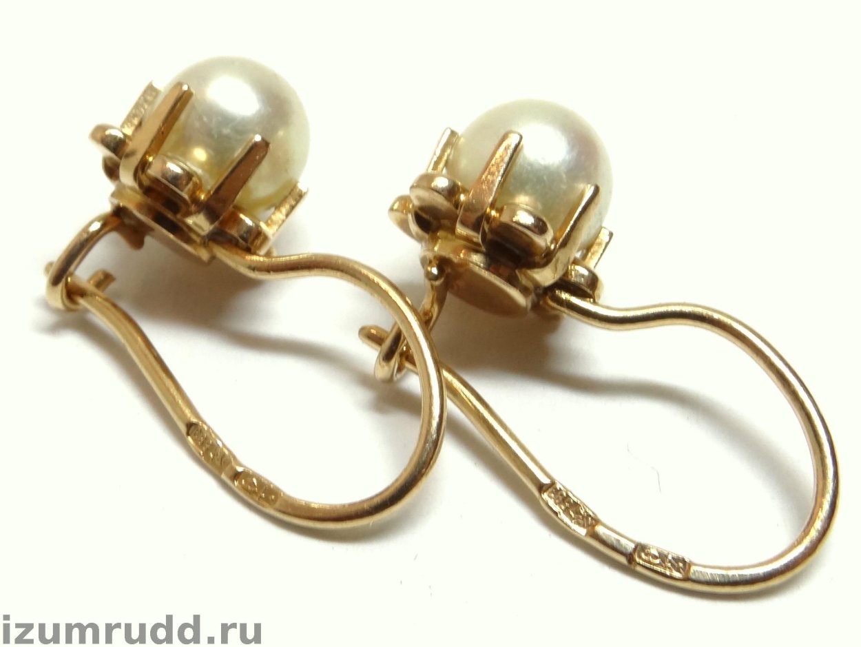 Серьги 583 пробы СССР С жемчугом