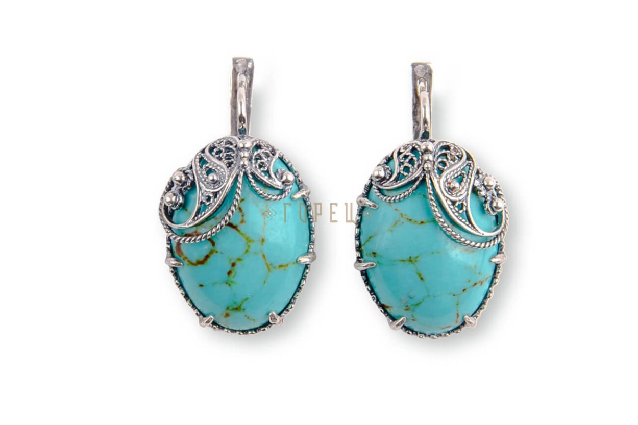 Серьги серебряные CN-cr10138ev1 с бирюзой