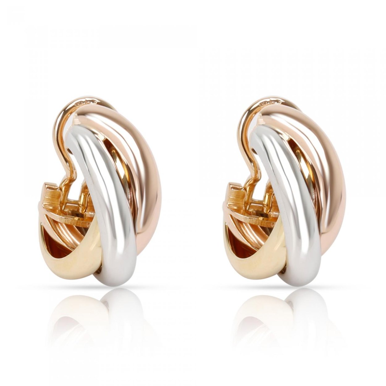 Cartier Diamond Gold Trinity Hoop Earrings