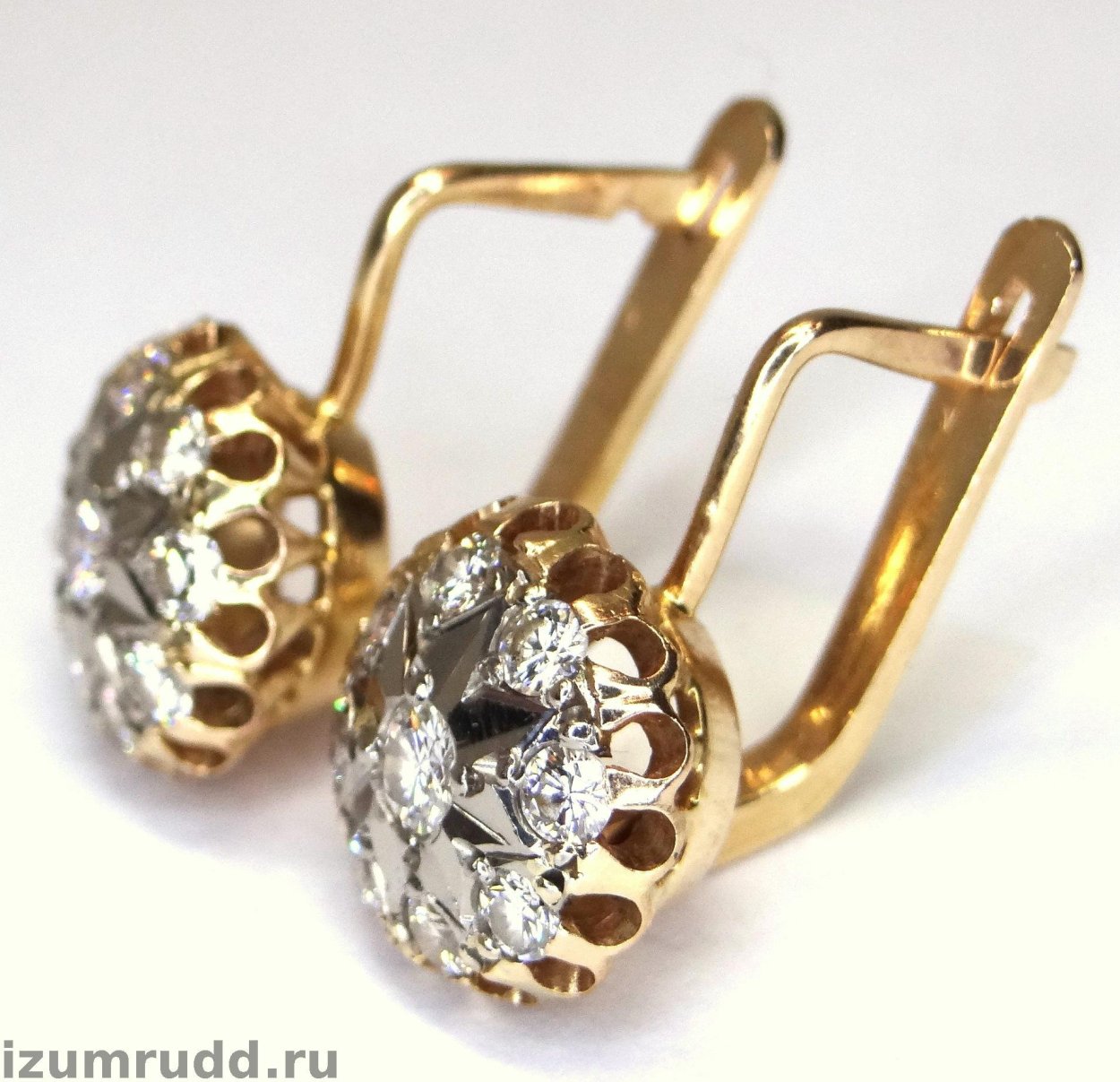 Серьги золотые 750 пробы бахча