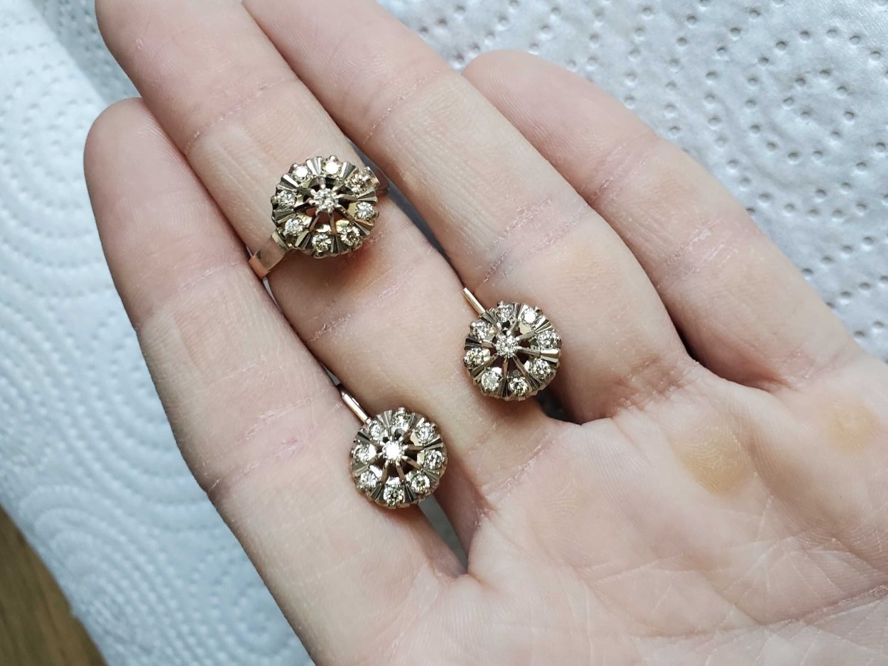 Серьги бахча с бриллиантами СССР