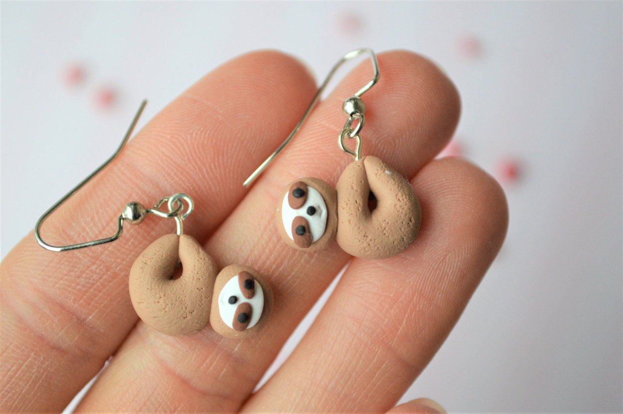 Серьги из полимерной глины животные