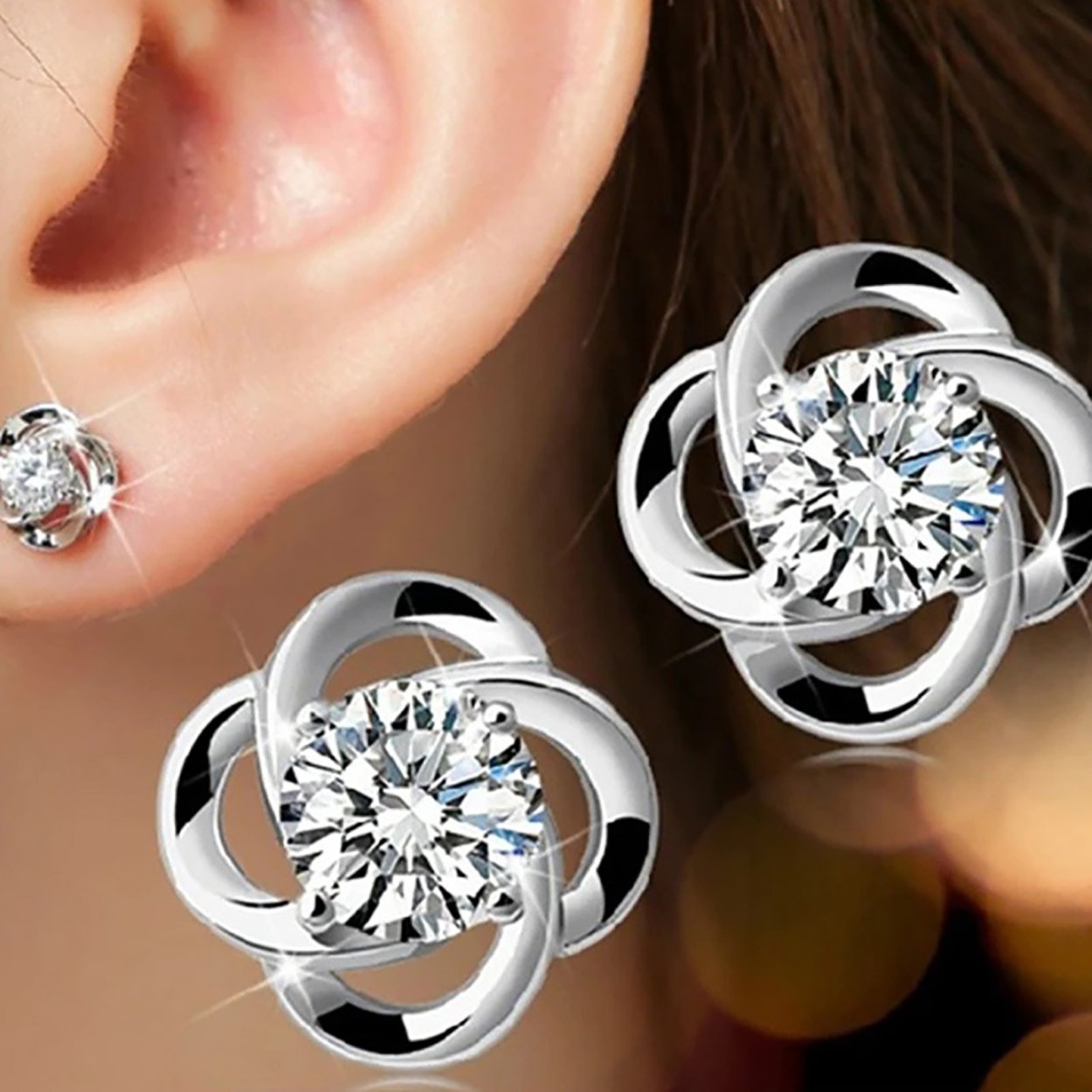 Fashion Silver s925 серьги цветочки