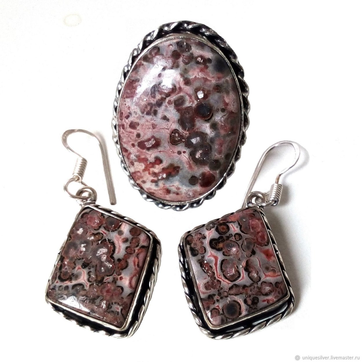 Серебряные серьги (яшма)