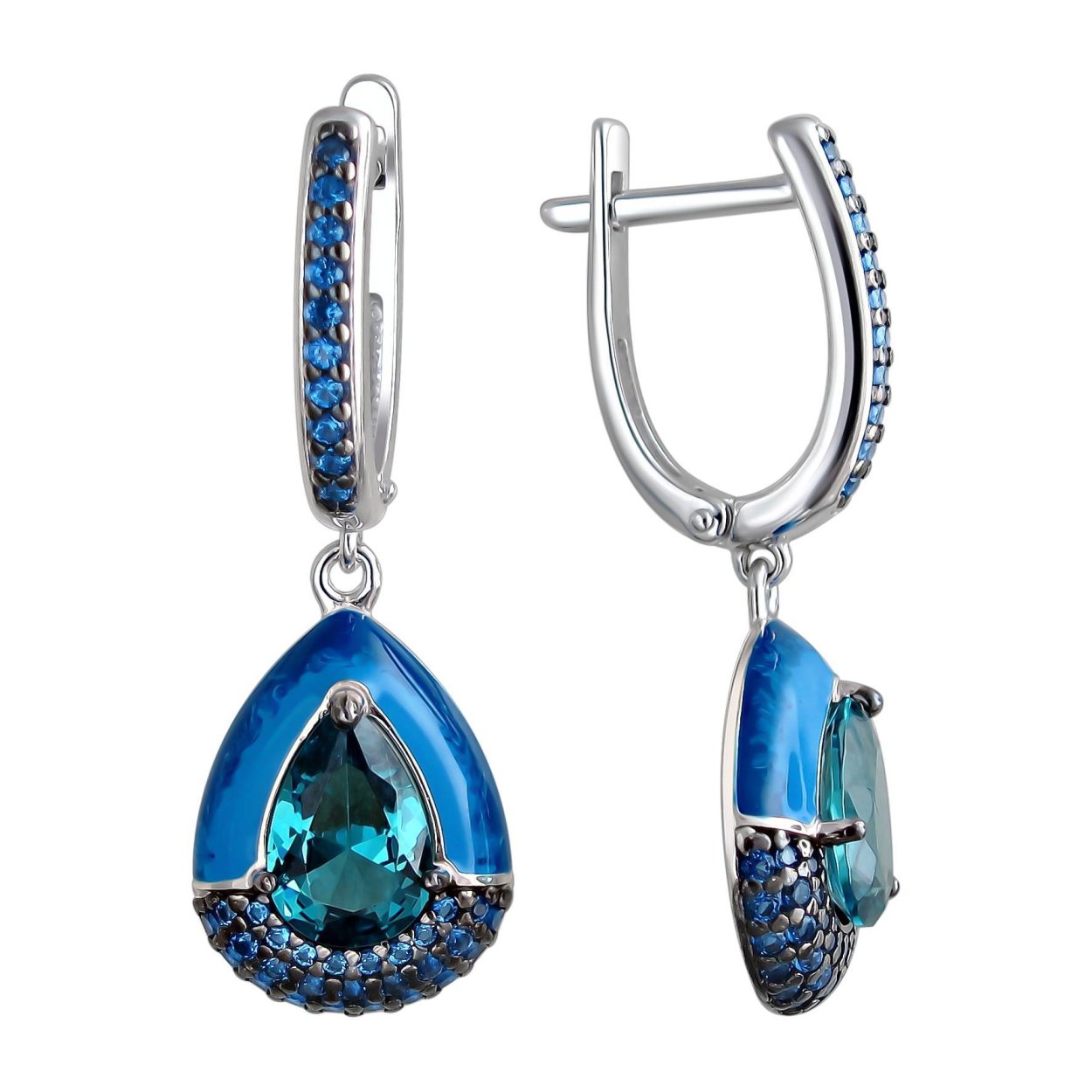 Серьги из серебра с кристаллами Swarovski родированные