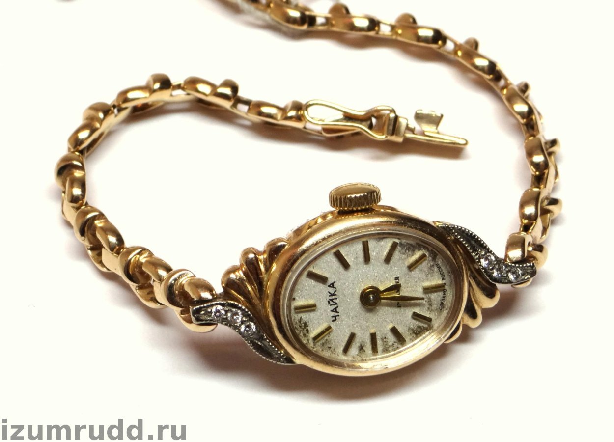 Золотые часы Чайка 585 пробы