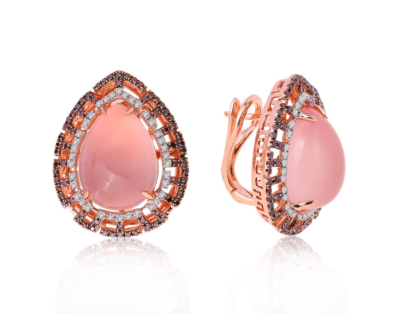 Серебряные серьги с розовым кварцем