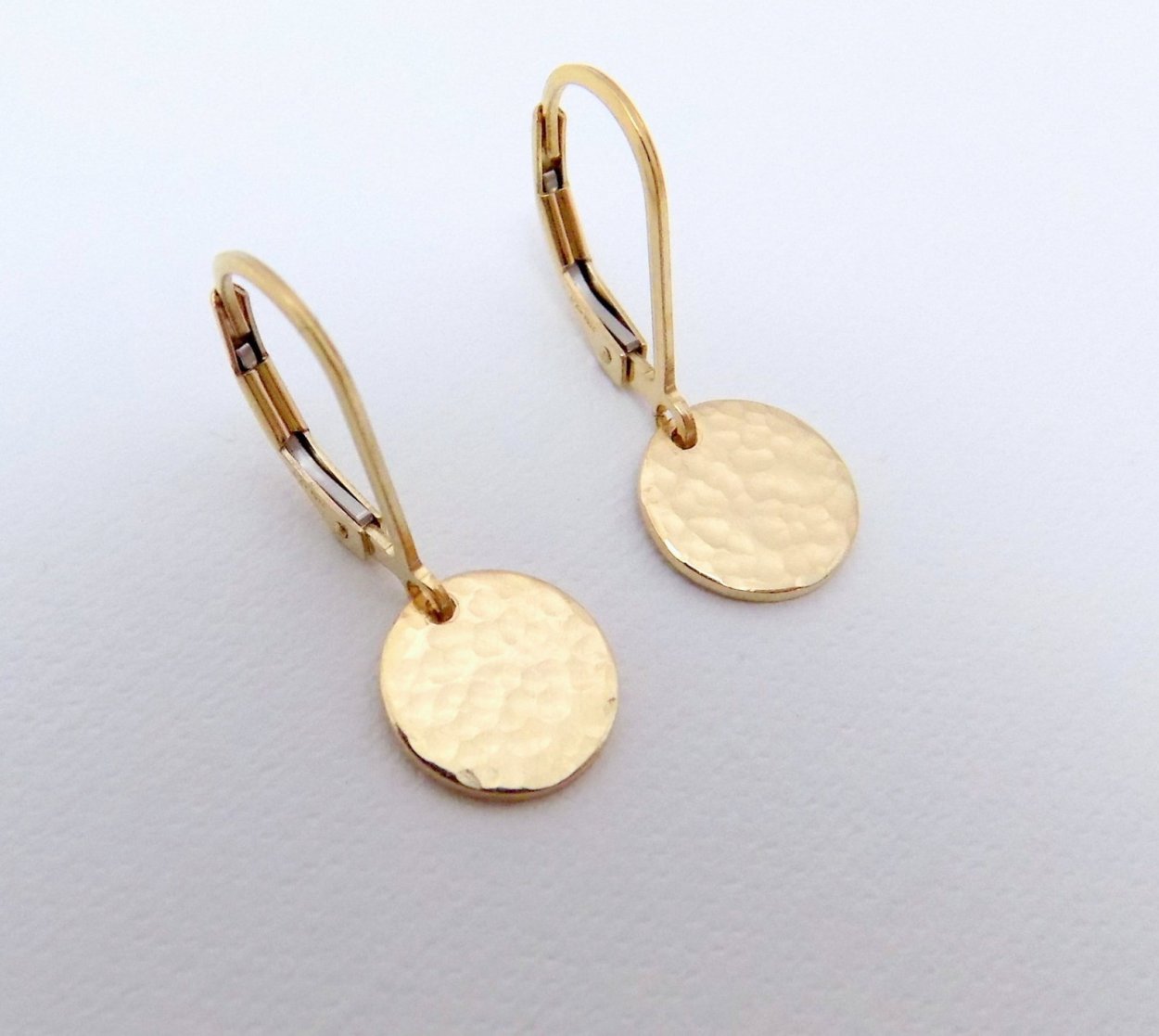 3/8 14k Gold filled Coin Disc Dangle Earrings.